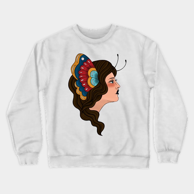 Butterfly Girl Crewneck Sweatshirt by marissafv